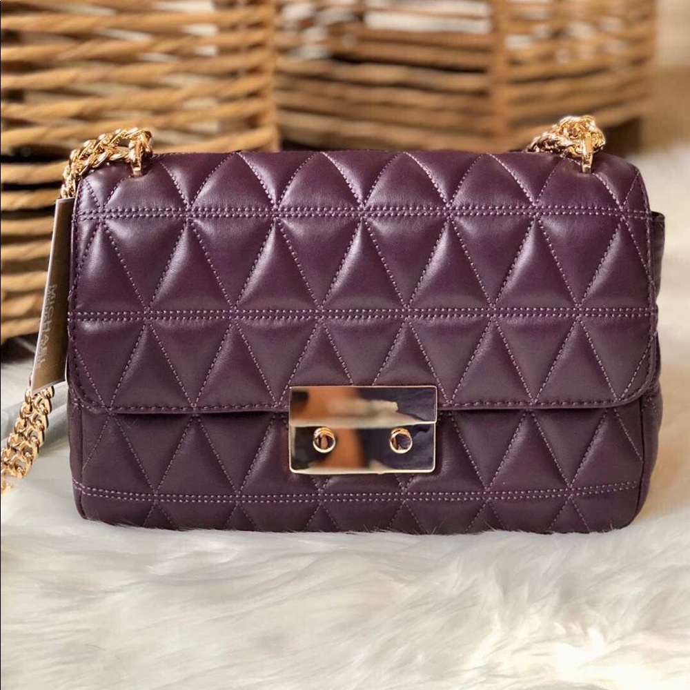 NWT Michael Kors Sloan Quilted Bag Damson/Plum